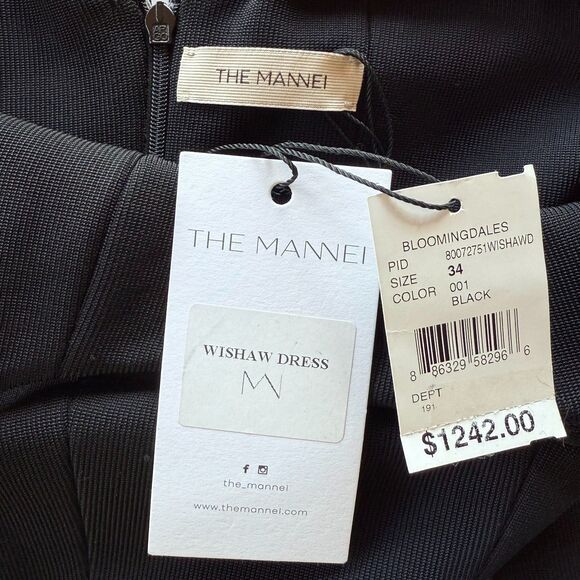 NWT The Mannei Wishaw Ruched Square Neck Scoop Back Maxi Dress in Black Size 2 - Picture 6 of 12